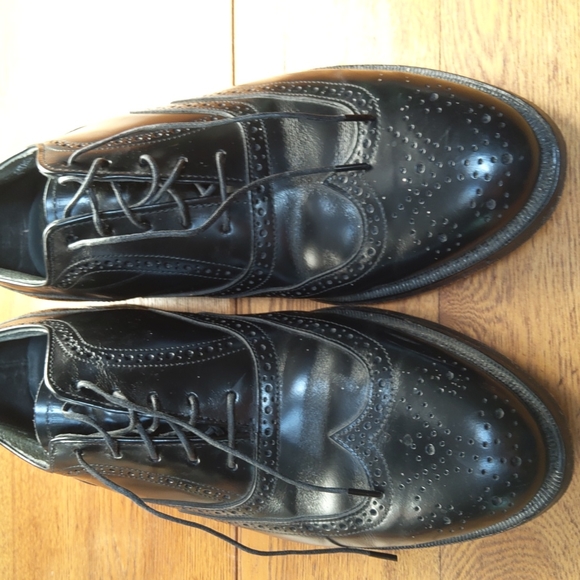 Stafford Comfort Plus OS Leather Wingtip Lace Up Loafers Black Mens 9 - Picture 3 of 11
